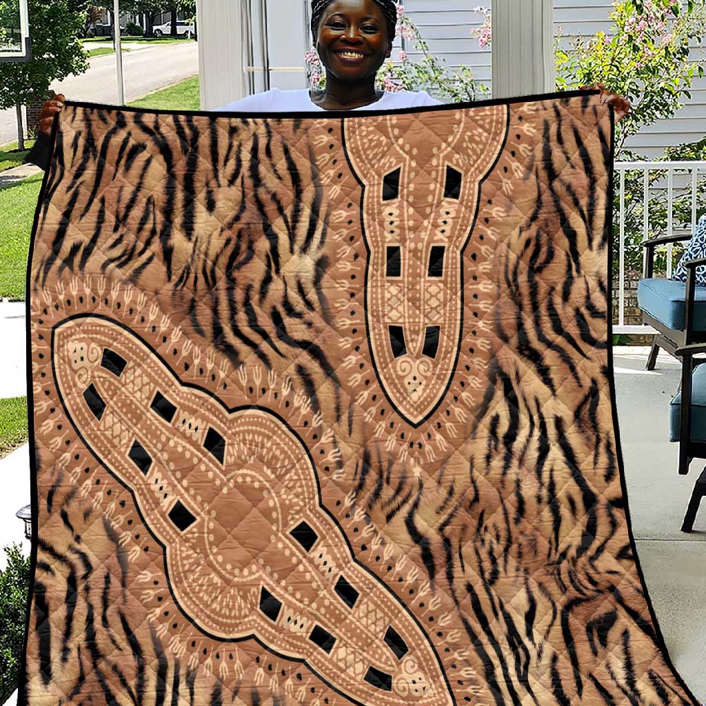 Afro Tiger Mix Dashiki Tribal Pattern Quilt