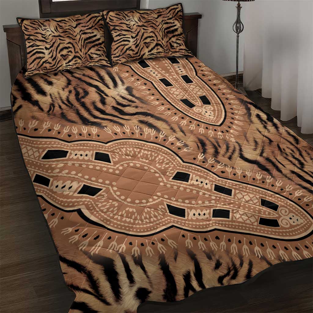 Afro Tiger Mix Dashiki Tribal Pattern Quilt Bed Set