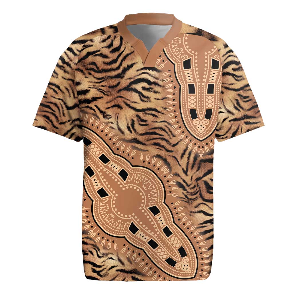 Afro Tiger Mix Dashiki Tribal Pattern Rugby Jersey