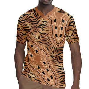 Afro Tiger Mix Dashiki Tribal Pattern Rugby Jersey