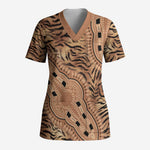 Africa Tiger Mix Dashiki Tribal Pattern Scrub Top