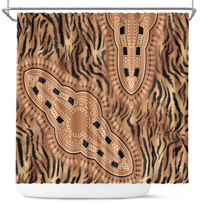 Afro Tiger Mix Dashiki Tribal Pattern Shower Curtain