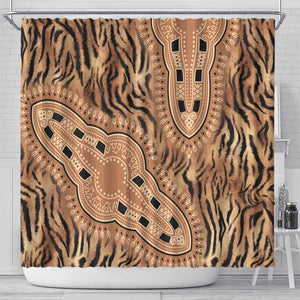 Afro Tiger Mix Dashiki Tribal Pattern Shower Curtain