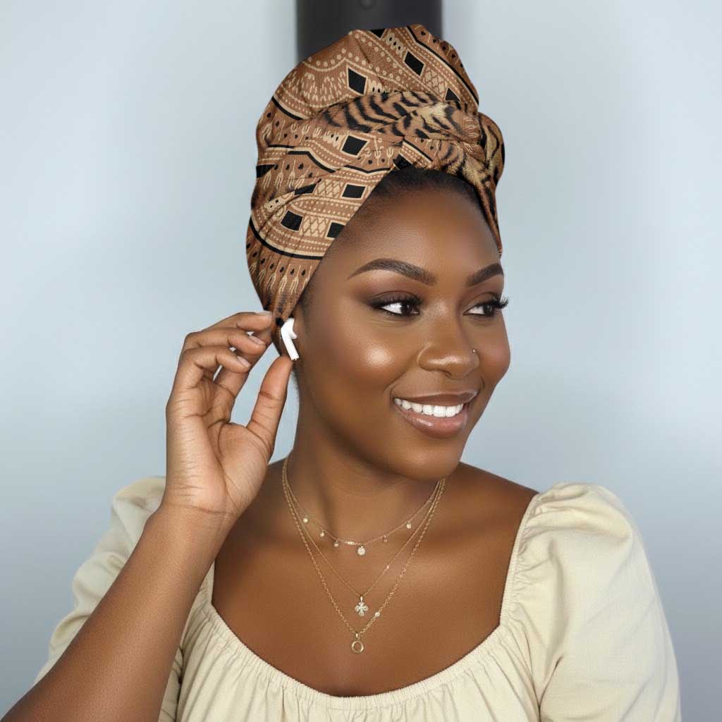 Africa Tiger Mix Dashiki Tribal Pattern Simple Headwrap