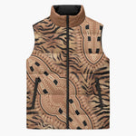 Africa Tiger Mix Dashiki Tribal Pattern Sleeveless Puffer Jacket