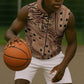 Afro Tiger Mix Dashiki Tribal Pattern Sleeveless Zip Hoodie - African Pride