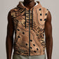 Afro Tiger Mix Dashiki Tribal Pattern Sleeveless Zip Hoodie - African Pride