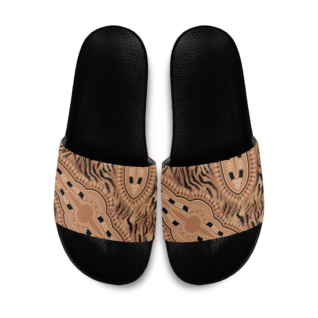 Africa Tiger Mix Dashiki Tribal Pattern Slide Sandals