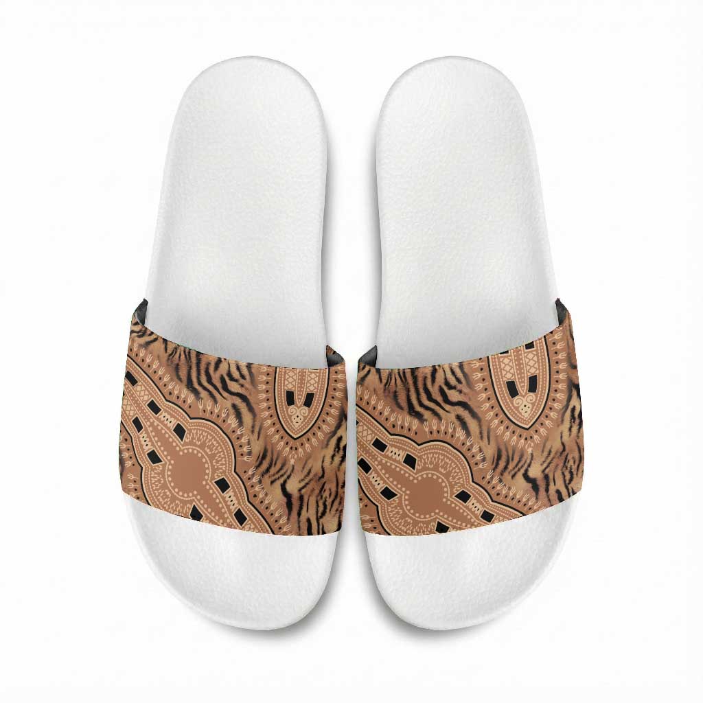 Africa Tiger Mix Dashiki Tribal Pattern Slide Sandals