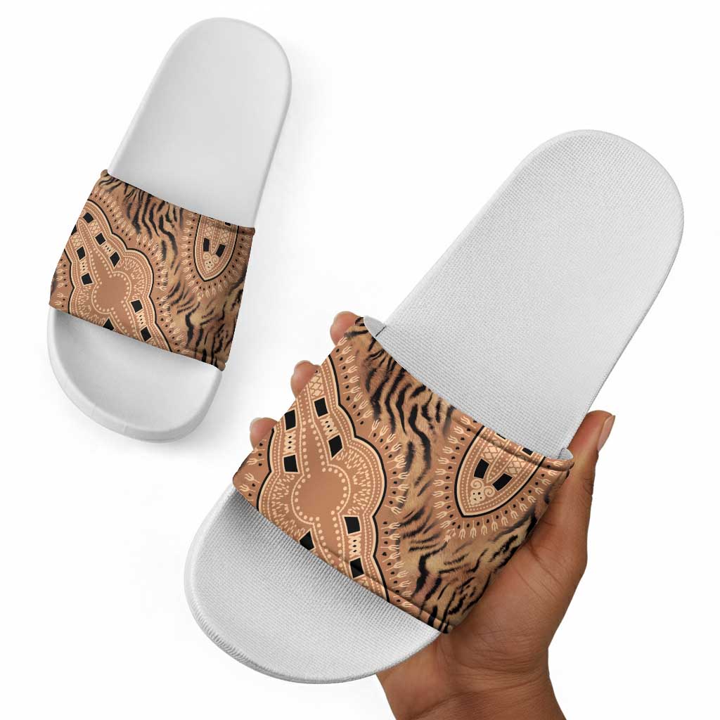 Africa Tiger Mix Dashiki Tribal Pattern Slide Sandals