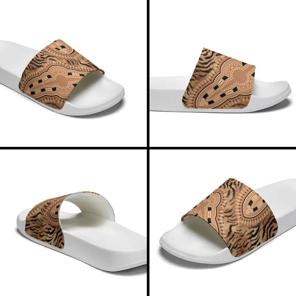 Africa Tiger Mix Dashiki Tribal Pattern Slide Sandals