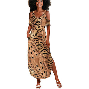 Afro Tiger Mix Dashiki Tribal Pattern Summer Maxi Dress