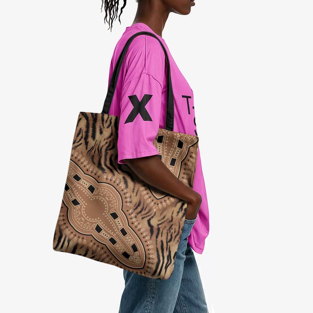 Africa Tiger Mix Dashiki Tribal Pattern Tote Bag