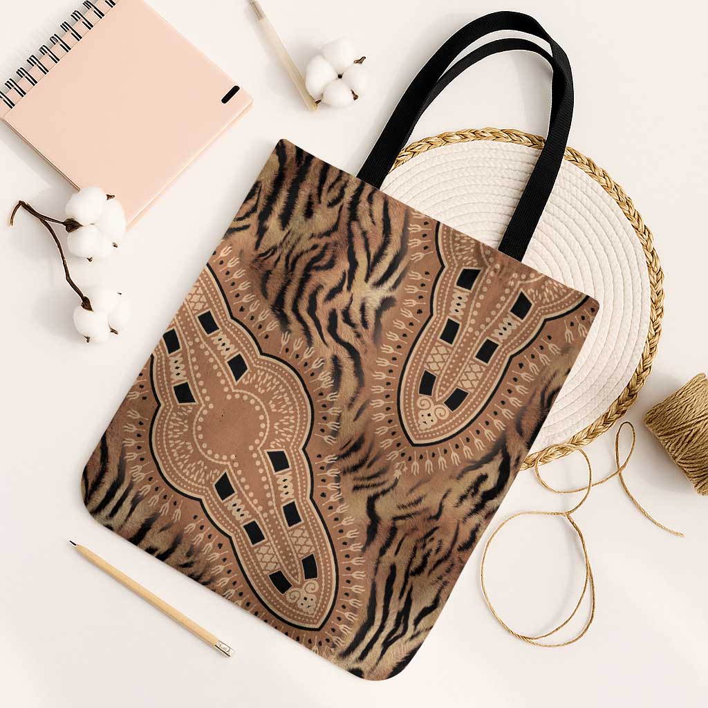 Africa Tiger Mix Dashiki Tribal Pattern Tote Bag