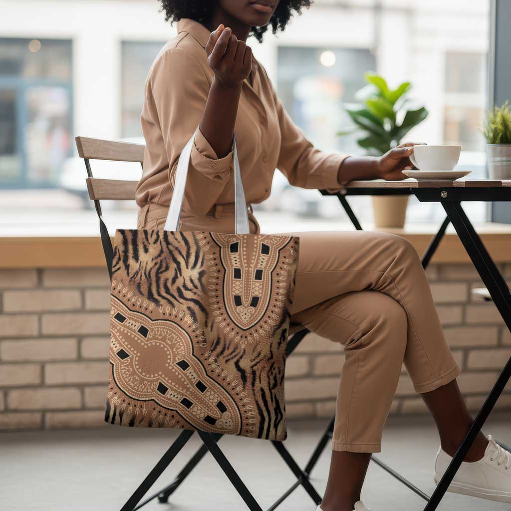 Africa Tiger Mix Dashiki Tribal Pattern Tote Bag
