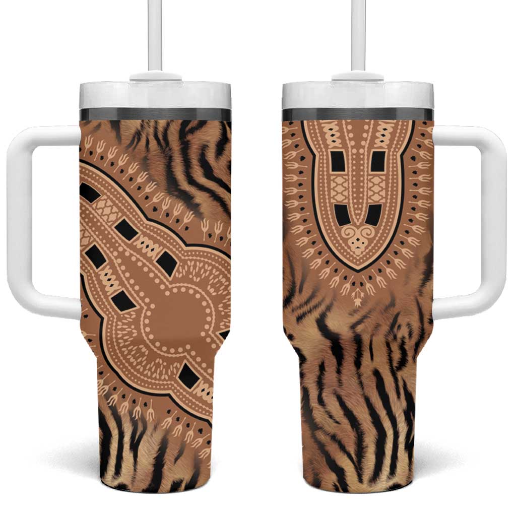 Afro Tiger Mix Dashiki Tribal Pattern Tumbler With Handle