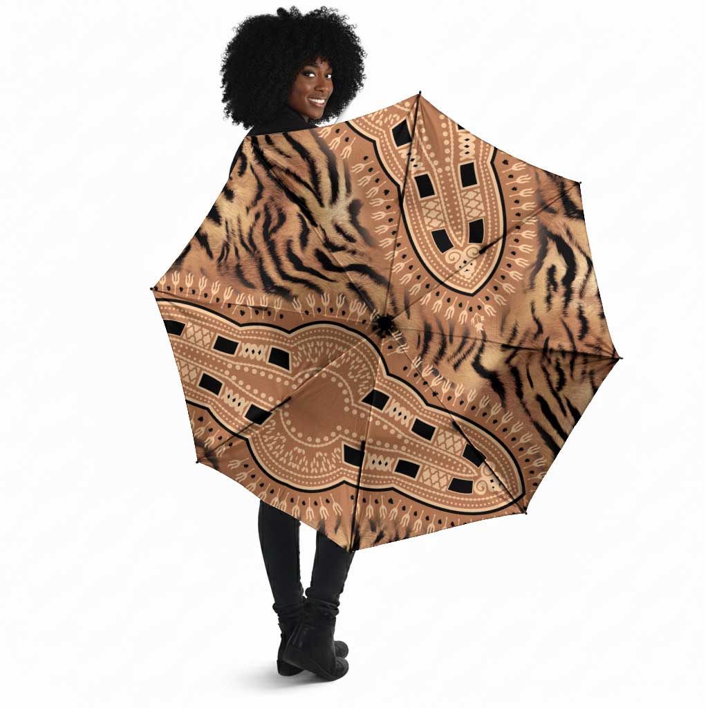 Africa Tiger Mix Dashiki Tribal Pattern Umbrella