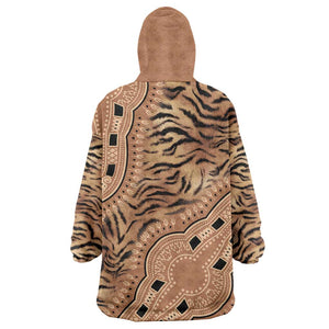 Afro Tiger Mix Dashiki Tribal Pattern Wearable Blanket Hoodie