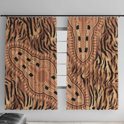 Afro Tiger Mix Dashiki Tribal Pattern Window Curtain