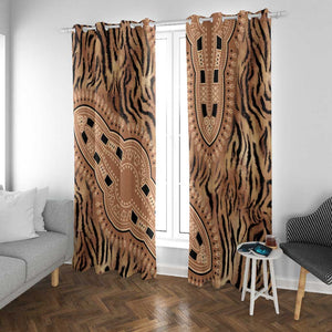 Afro Tiger Mix Dashiki Tribal Pattern Window Curtain