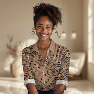 Afro Tiger Mix Dashiki Tribal Pattern Women Casual Shirt