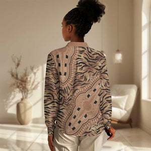 Afro Tiger Mix Dashiki Tribal Pattern Women Casual Shirt