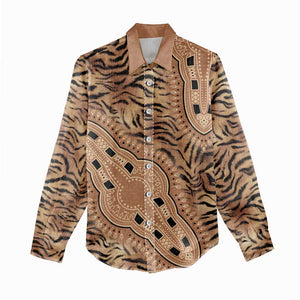 Afro Tiger Mix Dashiki Tribal Pattern Women Casual Shirt