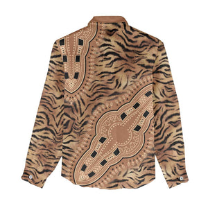 Afro Tiger Mix Dashiki Tribal Pattern Women Casual Shirt