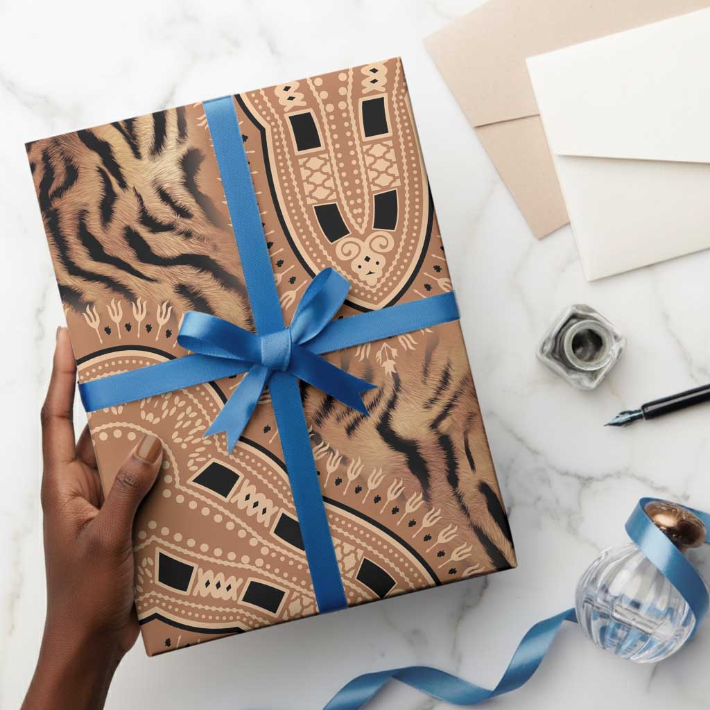 Africa Tiger Mix Dashiki Tribal Pattern Wrapping Paper - African Pride