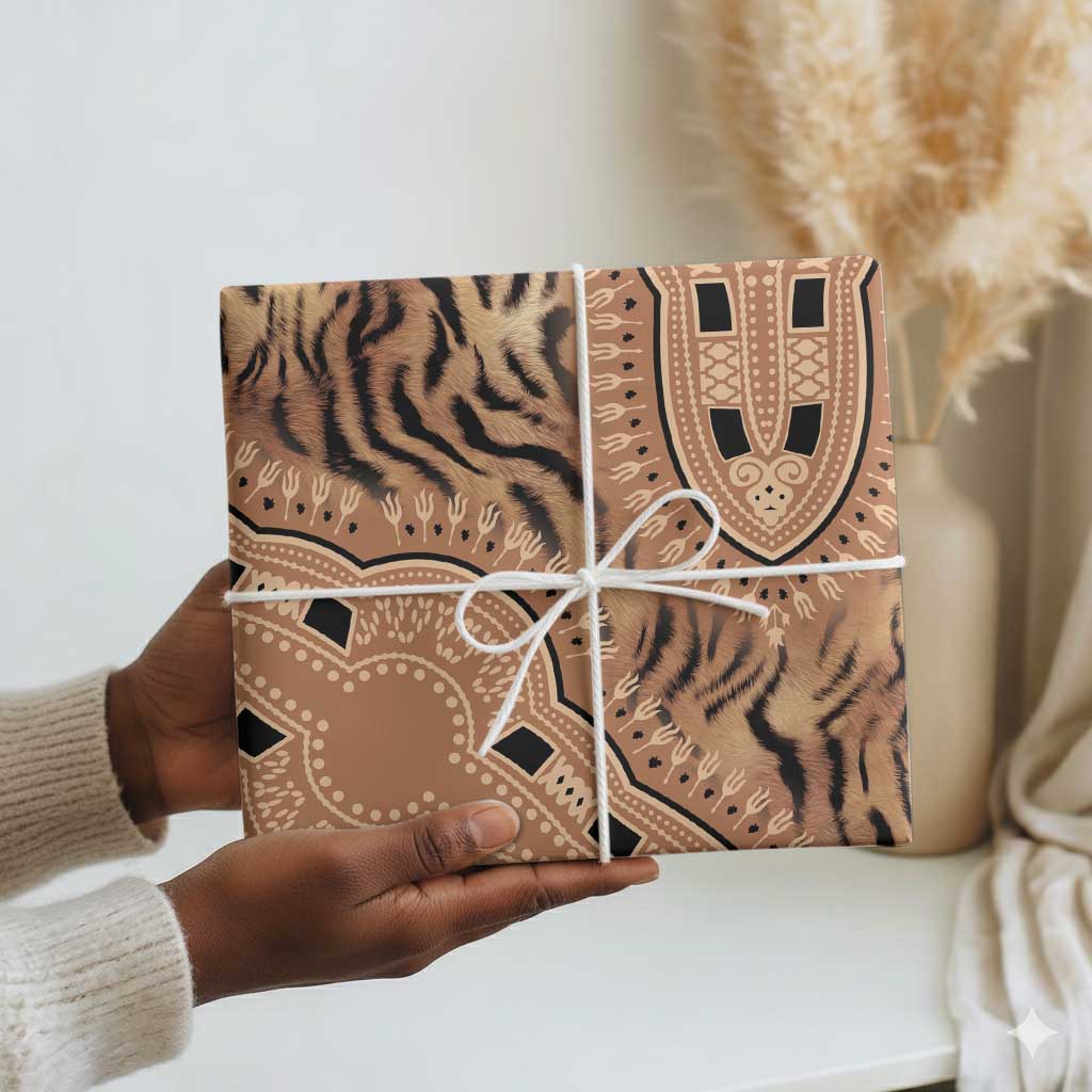 Africa Tiger Mix Dashiki Tribal Pattern Wrapping Paper - African Pride