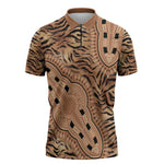 Africa Tiger Mix Dashiki Tribal Pattern Zipper Polo Shirt
