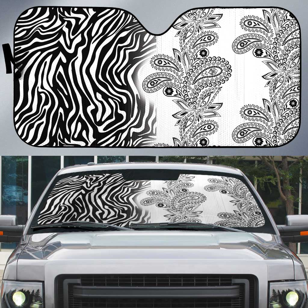 Africa Zebra Mix Paisley Tribal Pattern Auto Sun Shade