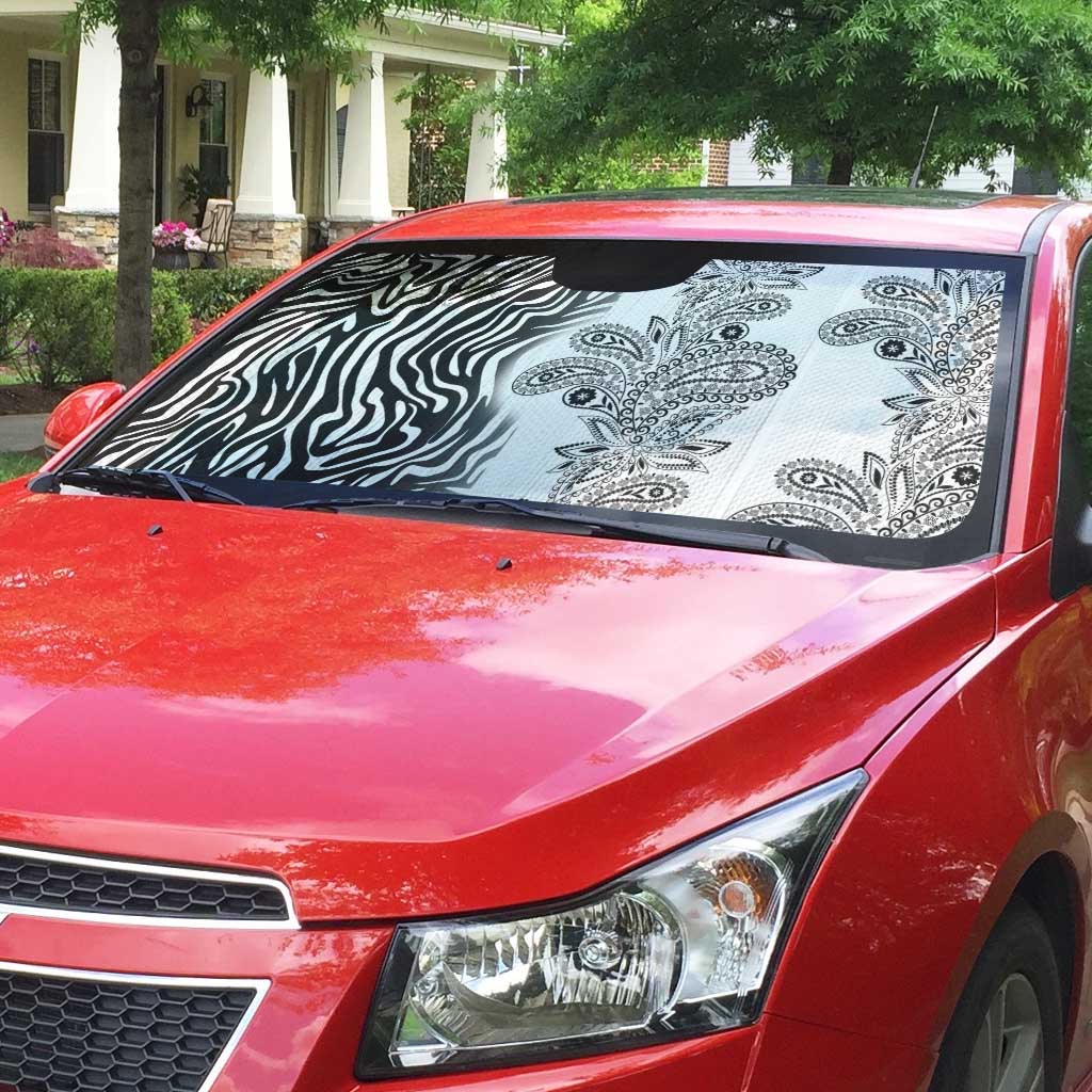 Africa Zebra Mix Paisley Tribal Pattern Auto Sun Shade