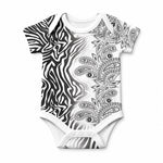 Africa Zebra Mix Paisley Tribal Pattern Baby Onesie