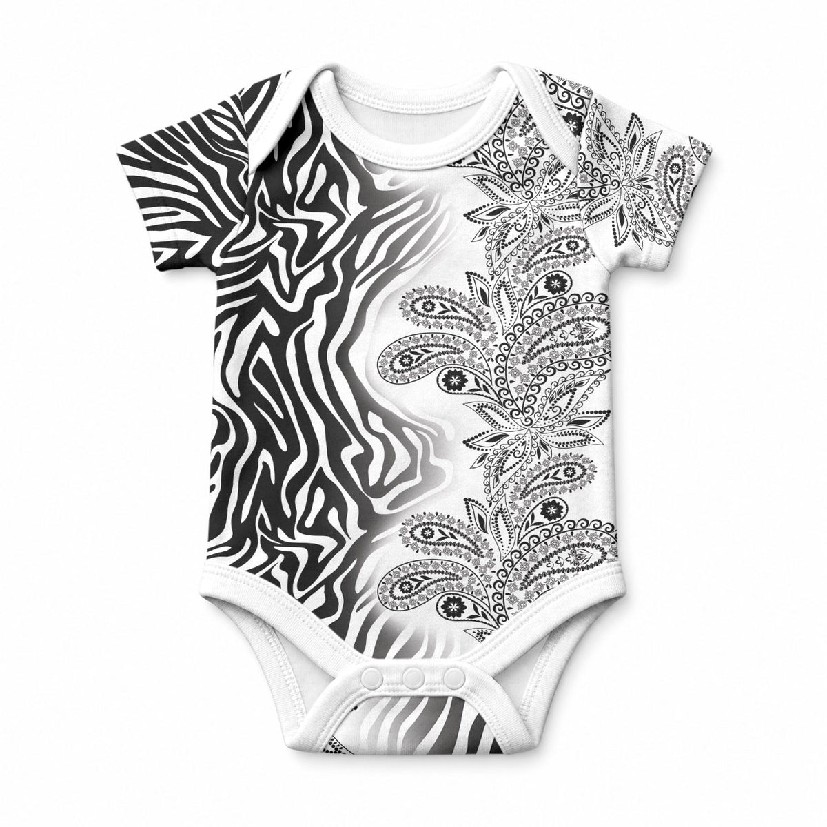 Africa Zebra Mix Paisley Tribal Pattern Baby Onesie