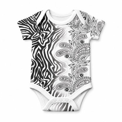 Africa Zebra Mix Paisley Tribal Pattern Baby Onesie