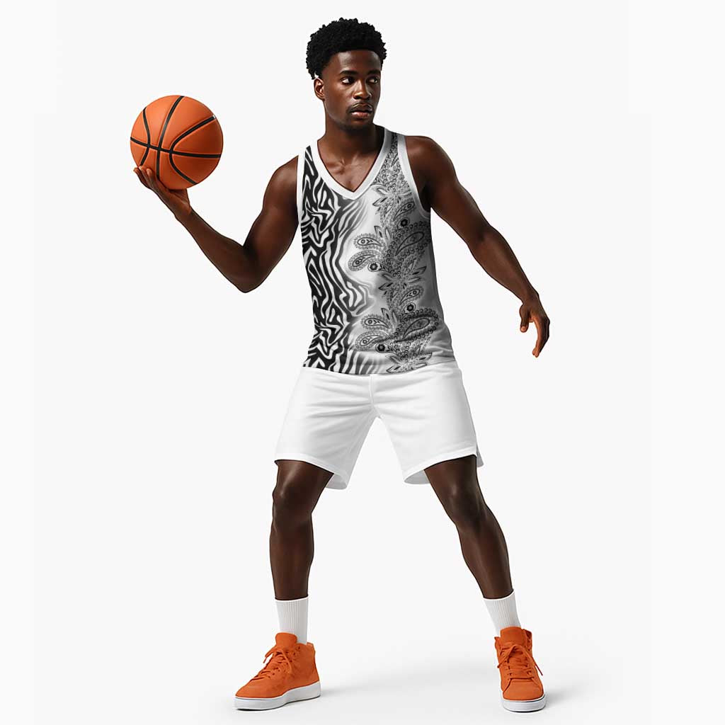 Afro Zebra Mix Paisley Tribal Pattern Basketball Jersey LT9