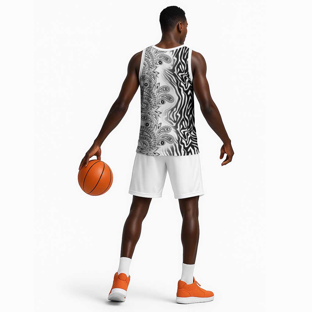 Afro Zebra Mix Paisley Tribal Pattern Basketball Jersey LT9