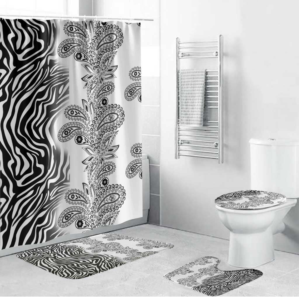 Africa Zebra Mix Paisley Tribal Pattern Bathroom Set