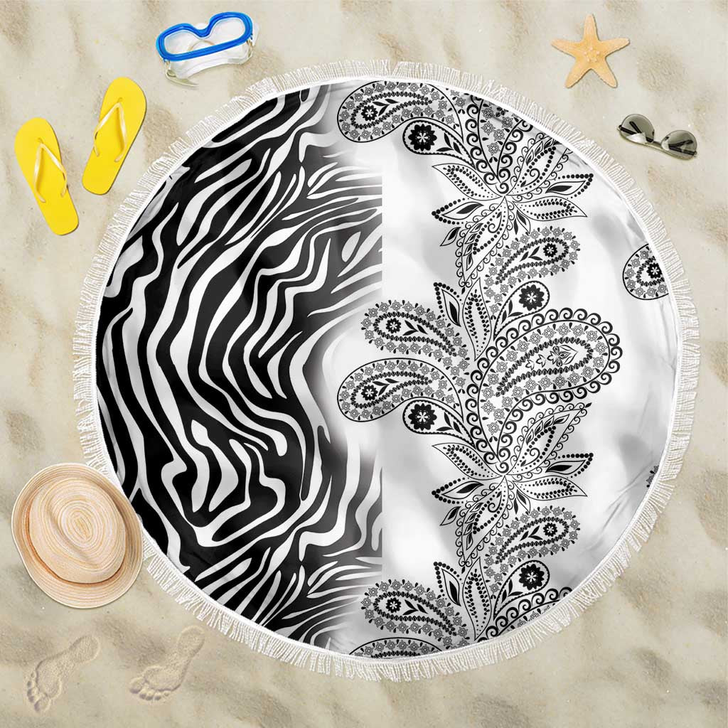 Afro Zebra Mix Paisley Tribal Pattern Beach Blanket