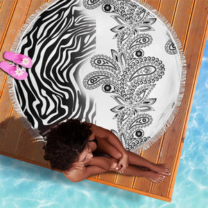 Afro Zebra Mix Paisley Tribal Pattern Beach Blanket