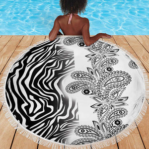 Afro Zebra Mix Paisley Tribal Pattern Beach Blanket