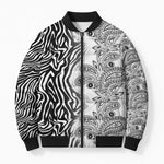 Africa Zebra Mix Paisley Tribal Pattern Bomber Puffer Jacket