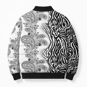 Africa Zebra Mix Paisley Tribal Pattern Bomber Puffer Jacket