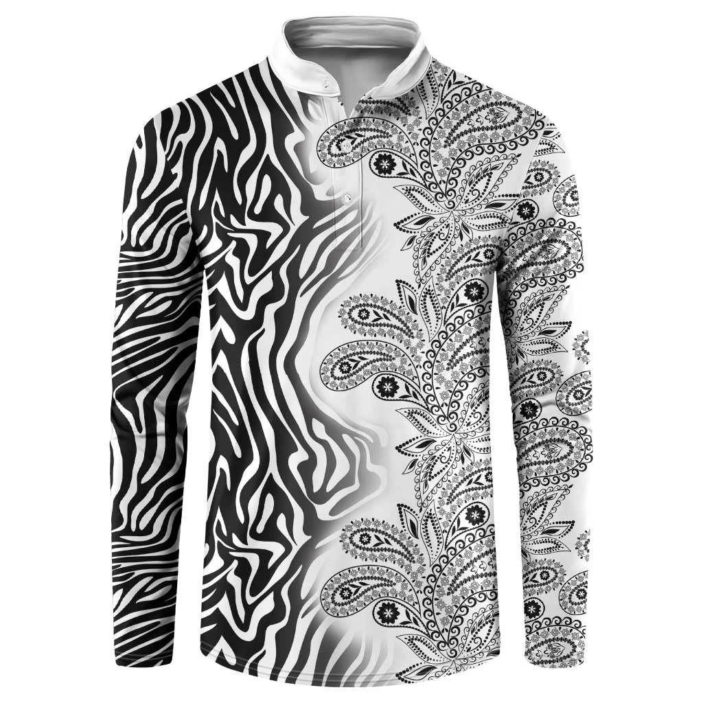 Africa Zebra Mix Paisley Tribal Pattern Button Sweatshirt