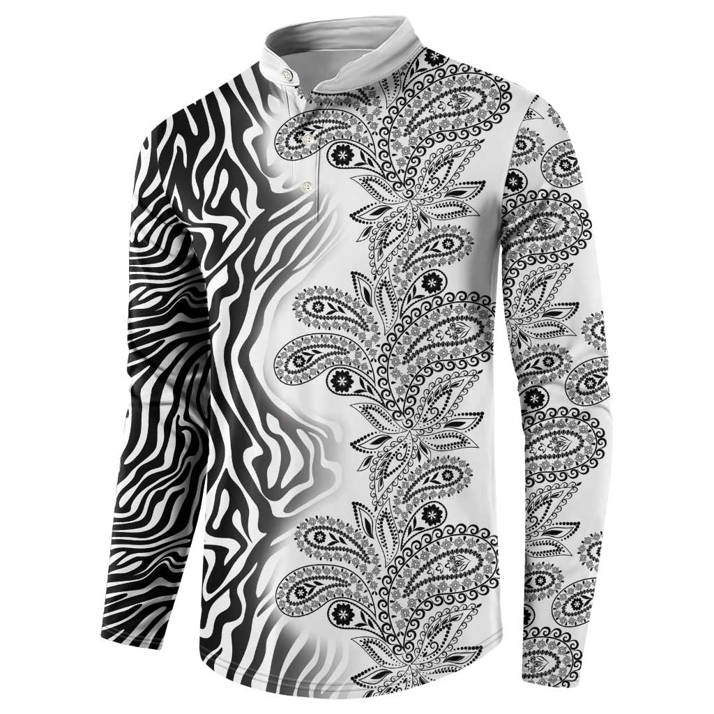 Africa Zebra Mix Paisley Tribal Pattern Button Sweatshirt