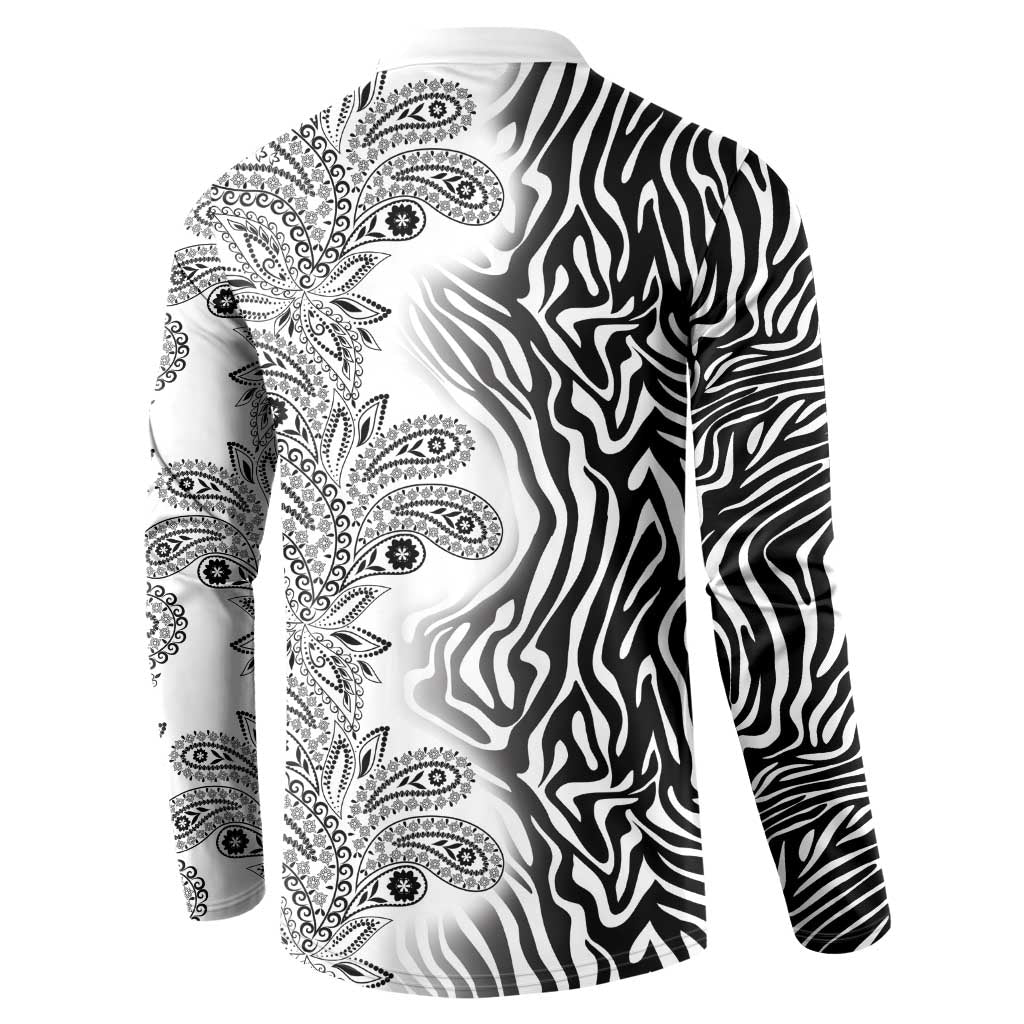 Africa Zebra Mix Paisley Tribal Pattern Button Sweatshirt