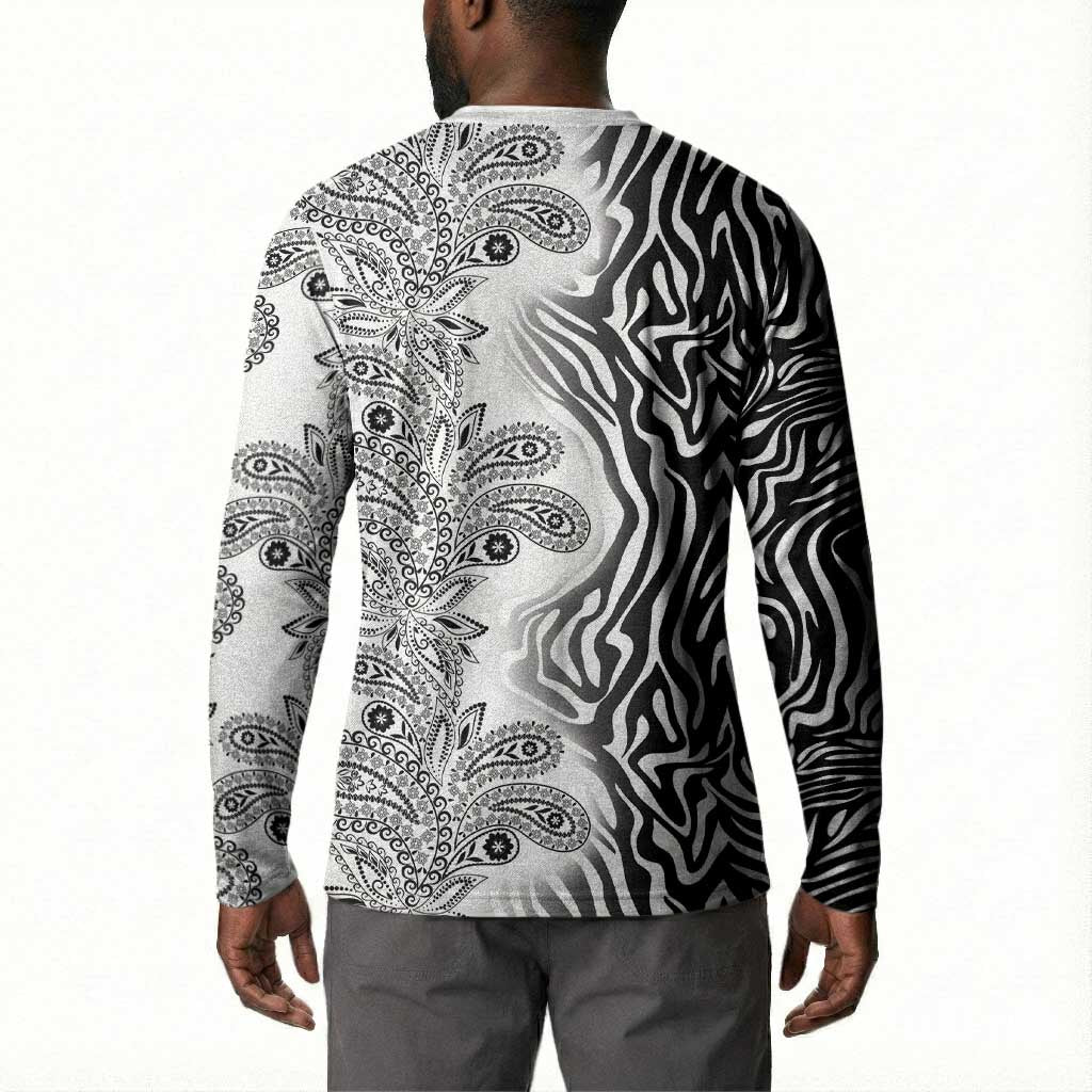 Africa Zebra Mix Paisley Tribal Pattern Button Sweatshirt