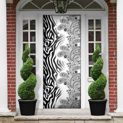 Africa Zebra Mix Paisley Tribal Pattern Door Cover