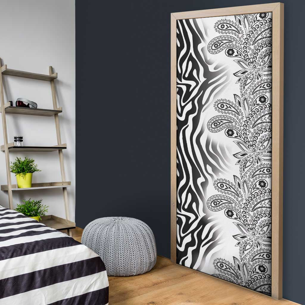 Africa Zebra Mix Paisley Tribal Pattern Door Cover